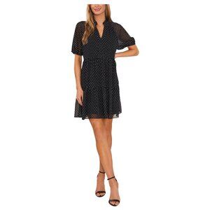 CeCe Baby Doll Dress – Black White Polka Dots (L)